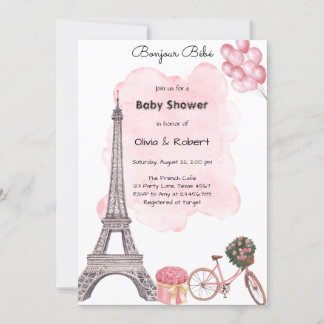 Bonjour Bebe Paris Parisian French Baby Shower  Einladung