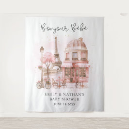Bonjour Bebe Paris Patisserie Babydusche Hintergru Wandteppich
