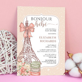 Bonjour Bebe Paris Romantische französische Babydu Einladung
