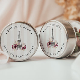 Bonjour Bébé Paris Theme Babydusche Runder Aufkleber