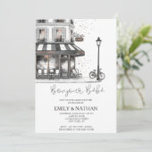 Bonjour Bebe Pariser Café rosa Eiffelturm Mädchen Einladung (Stehend Vorderseite)