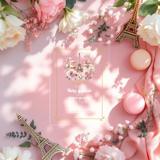 Bonjour Bébé Parisian Chic Baby Shower Acryleinladungen