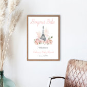 Bonjour Bebe Parisian Floral Baby Dusche Empfang Poster