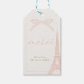 Bonjour Bébé Pink Paris Eiffel Baby Shower Favor Geschenkanhänger (Vorderseite)