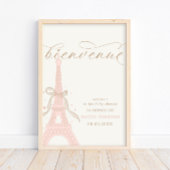 Bonjour Bébé Pink Paris Eiffel Tower Welcome Sign Poster