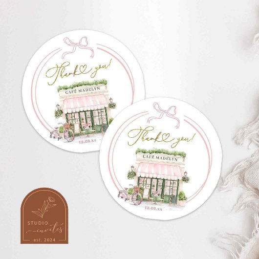 Bonjour bébé Pink Pariser Café Danke Stickers