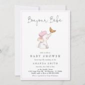 Bonjour Bebe Romantic French Girl Baby Shower Einladung (Vorderseite)