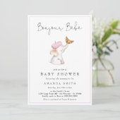 Bonjour Bebe Romantic French Girl Baby Shower Einladung (Stehend Vorderseite)