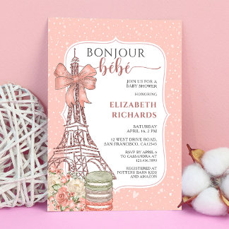 Bonjour Bebe Romantic French Girl Baby Shower Einladung