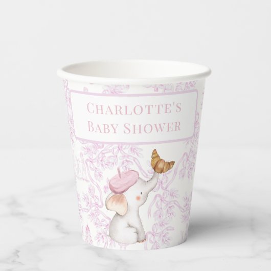 Bonjour Bebe Romantic French Girl Baby Shower Pappbecher (Vorderseite)