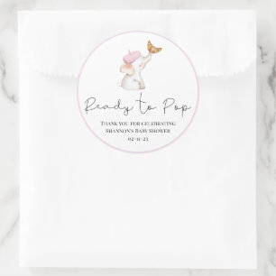 Bonjour Bebe Romantic French Girl Baby Shower Runder Aufkleber