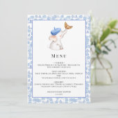 Bonjour Bebe Romantic French Girl Baby Showmenu Einladung (Stehend Vorderseite)