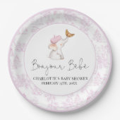 Bonjour Bebe Romantic French Girl Baby Showpap Pappteller (Vorderseite)