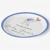 Bonjour Bebe Romantic French Girl Baby Showpap Pappteller (Schrägansicht)