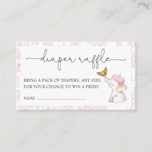 Bonjour Bebe Romantischer Girl Diaper Raffle Begleitkarte (Vorderseite)