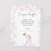 Bonjour Bebe Romantischer Girl Diaper Raffle Einladung (Vorne/Hinten)