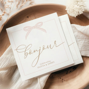 Bonjour Bébé Rosa Paris Eiffelturm Baby Shower Serviette