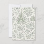 Bonjour Bebe Sage Green Toile Französisch Babydusc Dankeskarte (Rückseite)