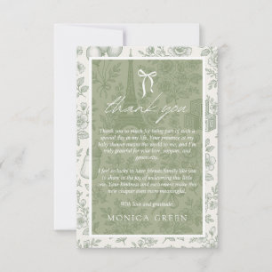 Bonjour Bebe Sage Green Toile Französisch Babydusc Dankeskarte