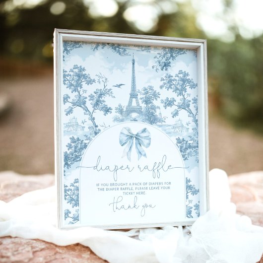 Bonjour bebe Toile de Jouy Diaper Tombola Poster