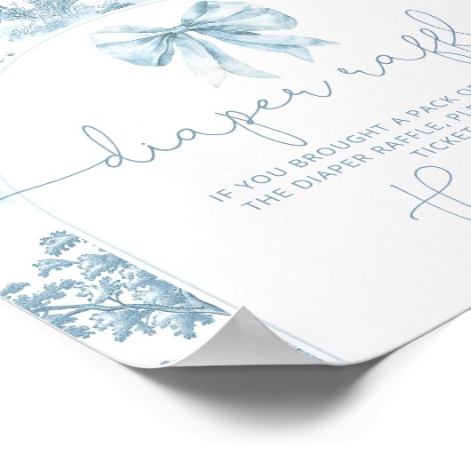 Bonjour bebe Toile de Jouy Diaper Tombola Poster (Ecke)