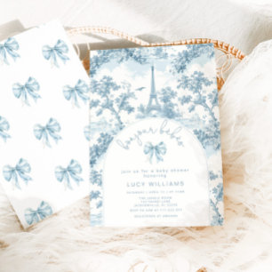 Bonjour Bebes Toile Twins Französische Babyparty Einladung