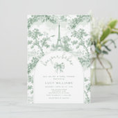 Bonjour Bebes Toile Twins Französische Green Baby Einladung (Stehend Vorderseite)