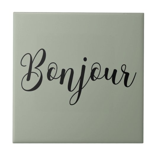 Bonjour-blackText Fliese (Vorderseite)
