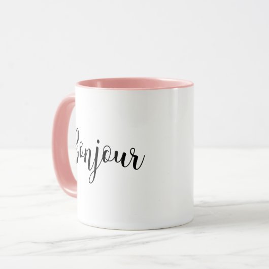 Bonjour-blackText Tasse (Vorderseite Links)