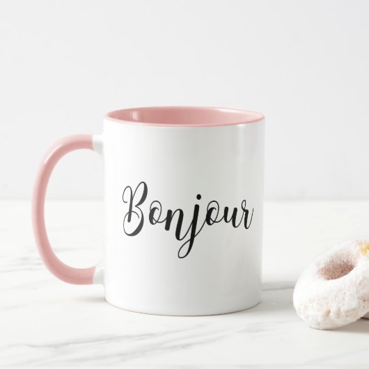 Bonjour-blackText Tasse (Mit Donut)