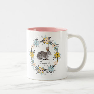 Bonjour! Blume im Frühjahr Ostern Zweifarbige Tasse