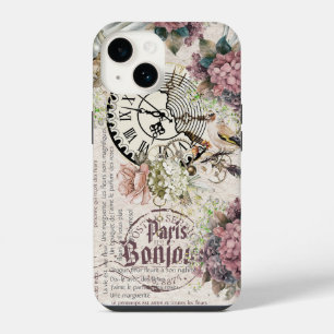 Bonjour Botanische französische Kunst Süßer Vogel iPhone 14 Hülle