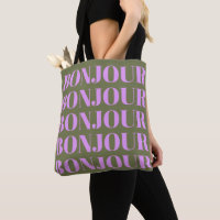 Bonjour | Chic Olive and Lilac Bold Typografy