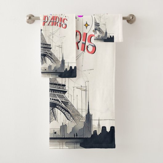 Bonjour Colorful Paris Badhandtuch Set (Insitu)