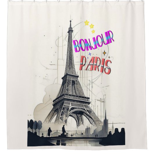 Bonjour Colorful Paris Duschvorhang (Vorderseite)