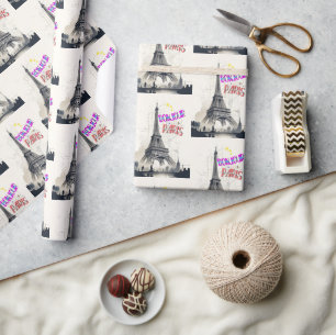 Bonjour Colorful Paris Geschenkpapier