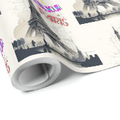 Bonjour Colorful Paris Geschenkpapier (Rolleneckpunkt)