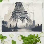 Bonjour Colorful Paris Geschirrtuch (Gefaltet)