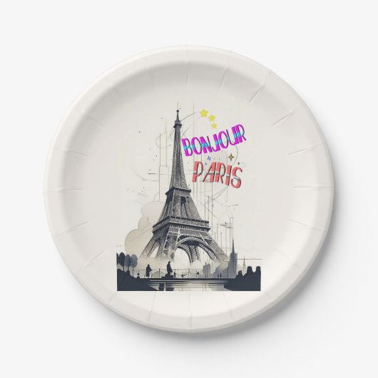 Bonjour Colorful Paris Pappteller (Vorderseite)