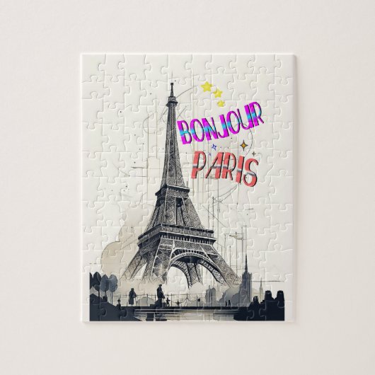 Bonjour Colorful Paris Puzzle (Vertikal)