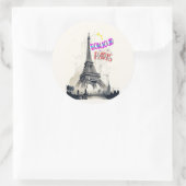 Bonjour Colorful Paris Runder Aufkleber (Tasche)