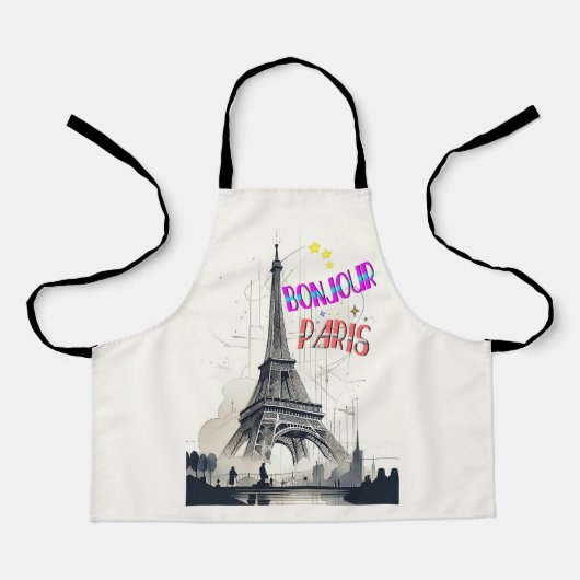 Bonjour Colorful Paris Schürze (Vorderseite)