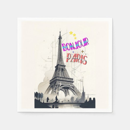 Bonjour Colorful Paris Serviette (Vorderseite)
