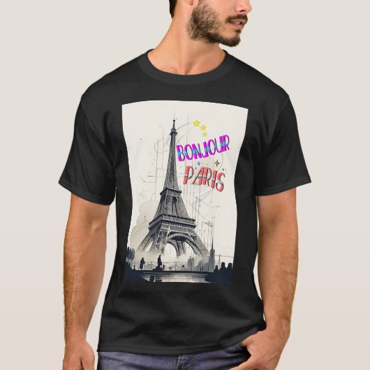 Bonjour Colorful Paris T-Shirt (Vorderseite)