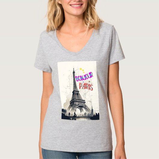Bonjour Colorful Paris T-Shirt (Vorderseite)
