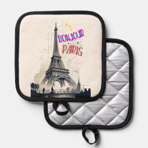Bonjour Colorful Paris Topflappen