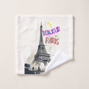 Bonjour Colorful Paris Waschlappen