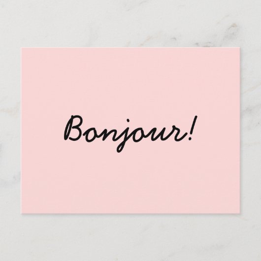 Bonjour Cream Ivory Modern Script Design Postkarte (Vorderseite)