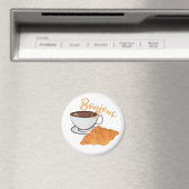 Bonjour Croissant Coffee Breakfast - French Café Magnet (In Situ (Geschirrspüler))