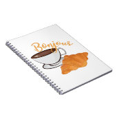 Bonjour Croissant Coffee Breakfast - French Café Notizblock (Rechte Seite)